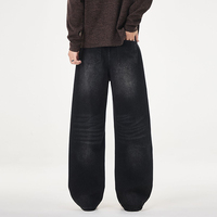 Pantalon High Street Tendance Marque Stretch Coupe Large Effet Couteau Courbé Nouveau Jean Américain Rétro Effet Couteau Courbé pour Homme