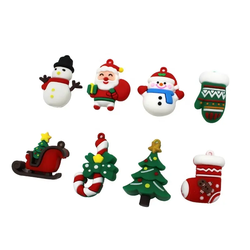 New creative Christmas series Santa Claus PVC soft rubber key chain doll accessories DIY material key chain pendant