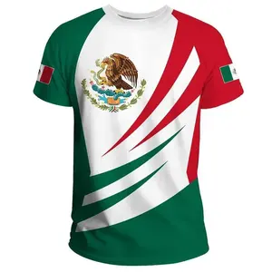 Camiseta haitiana personalizada por atacado, camisa unissex com bandeira do país, roupas esportivas de verão, bandeira do México