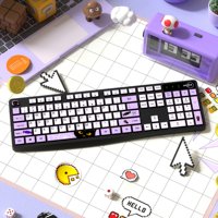 Clavier sans fil de dessin animé 2,4 GHz USB, ensemble clavier et souris sans fil mignon pour ordinateur de bureau et ordinateur portable