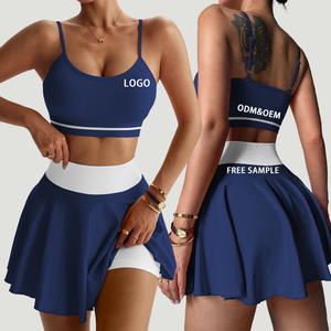 Conjunto Deportivo de Yoga con Sujetador Deportivo y Falda de Tenis de Cintura Alta, Ropa Deportiva para Correr, Vestido de Golf, Falda de Tenis Plisada - Product Image 1