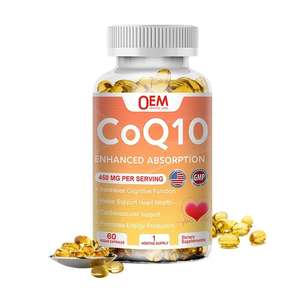 Cápsulas de CoQ10 450 mg OEM, Suplemento de CoQ10, Suplemento Antioxidante para la Salud Vascular y Cardíaca y Producción de Energía - Product Image 1