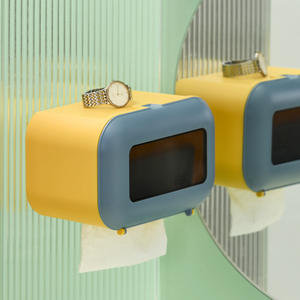 Porte-papier toilette mural moderne rectangulaire, sans perçage, boîte à mouchoirs de salle de bain, distributeur de rangement multifonctionnel - Product Image 3