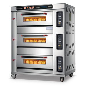 Nuevo Horno de Pizza a Gas Comercial de 3 Niveles, 6/9/12 Bandejas, Sistema de Control por Microcomputadora, Temperatura de 400°C, Panadería con Maíz y Frutos Secos - Product Image 1
