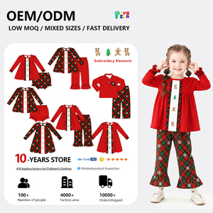 Puresun Completo Natalizio per <span class=keywords><strong>Bambina</strong></span>, Set di Abbigliamento Natalizio per Bambine, <span class=keywords><strong>Pantaloni</strong></span> a Quadri <span class=keywords><strong>Rossi</strong></span> con Fiocchi di Neve, 2 Pezzi, Outfit per le Feste - Product Image 1