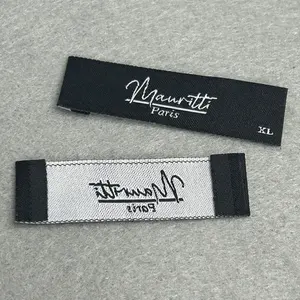 Luxury printed brand name logo Clothes label tags garment wove label Black woven label for clothing