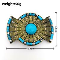 Boucle de ceinture en argent et grosse pierre pour hommes et femmes Southwestern Fashion Smooth Turquoise Blue Beads Retro Alloy Belt Buckle