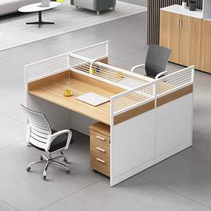 Escritorio de Oficina con Pantalla, Moderno y Sencillo, Cubículo Informático para Empleados, Estación de Trabajo para Cuatro Personas, Combinación de Mesa y Silla, Cajones, Móvil - Product Image 3