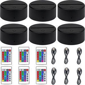 ฐานไฟกลางคืนสีดำขนาด 3.35 นิ้ว พร้อมรีโมทคอนโทรลและระบบสัมผัส ควบคุมได้ 16 สี ไฟ LED 3 มิติ สร้างภาพลวงตา ตกแต่งห้องเด็ก - Product Image 1