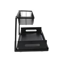 Organisateur d'armoire à double tirette multifonctionnel Support de rangement amovible pour cuisine, salle de bain, évier, comptoir, garde-manger, bureau.