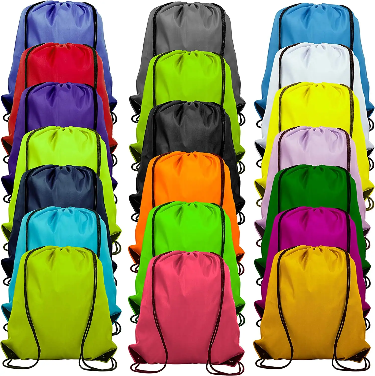 Haute qualité en gros taille 210D voyage cordon sport polyester pliable sac à dos chaussures sacs à provisions stockage vêtements