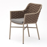 Meubles d'extérieur de luxe, chaise de salle à manger à cadre en aluminium avec coussin imperméable, chaise à corde de Restaurant d'hôtel