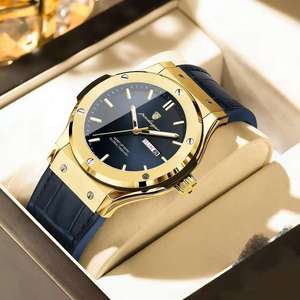 Montre homme POEDAGAR 952, étanche, lumineuse, avec date et jour, bracelet en silicone, quartz, mode. - Product Image 4