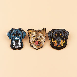 थोक टेडी कुत्ते धातु बैज प्यारा पालतू पालतू सिर नरम तामचीनी लैपल पिन - Product Image 1