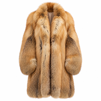 Manteau en fourrure de renard doré véritable, longueur moyenne à longue, manteau en fourrure moelleuse, vente en gros, veste longue en fourrure chaude pour femmes, hiver