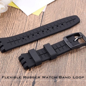Bracelet de rechange en caoutchouc, Silicone, 24mm, noir, pour montre, support, boucle, accessoires - Product Image 4