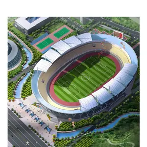 Prefab फुटबॉल स्टेडियम फुटबॉल चंदवा इस्पात संरचना निर्माण अंतरिक्ष फ्रेम छत फुटबॉल स्टेडियम