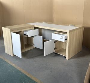 Fábrica personalizada pequeña personal individual espacio de trabajo estación de trabajo computadora escritorio Oficina arte clásico mesa de escritura de madera con gabinete - Product Image 6