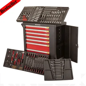 KINBOX 232PCS工具柜7抽屉手动工具套装机械盒手推车金属工具套装