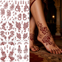 Autocollants de tatouage au henné de style mandala indien imperméables temporaires de haute qualité Blanc Brun