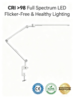 Lampe de bureau LED pliable en métal, tactile/infrarouge, à intensité variable, couleur, protection oculaire, CRI 95 élevé, pour étudiants, chambre, dessin, nail art