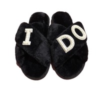 Chaussures d'automne tendance pour femme, chaudes, respirantes, antidérapantes, avec lettres en perles, motif croix, dessus en peluche, doublure en fausse fourrure et incrustations de diamants