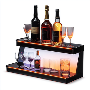 Fábrica al por mayor 2 niveles LED Iluminado Botella de licor Acrílico Whisky Rack Stand solo para exhibición - Product Image 4