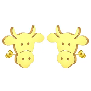 Cow Stud Earrings Cute Baby Bezerro simples jóias aniversário festa presentes para homens e mulheres