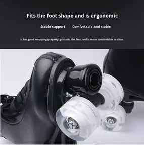 Patins à roulettes professionnels JIAXIN à double rangée et quatre roues pour adultes avec lumières LED clignotantes, freins pour débutants, en matériau PU - Product Image 5