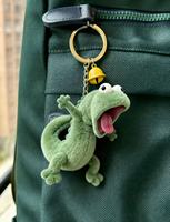 Porte-clés en peluche amusant en coton PP, motif lézard vert menthe, super mignon, jouet en peluche 3D doux