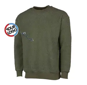 Fuzzy Sherpa Sweatshirt Lange Mouw Pluizige Ronde Hals Pullover Gezellige Basic Unisex Herfst Winter Warm Tops Custom Design Sweatshirts