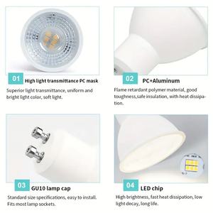 ON-OFF CCT thay đổi màu sắc bóng đèn thủy tinh ống kính 220V 5.5W GU10 dẫn ánh sáng tại chỗ 3000K GU10 dẫn bóng Đèn <span class=keywords><strong>LED</strong></span> Spotlight bóng đèn - Product Image 2