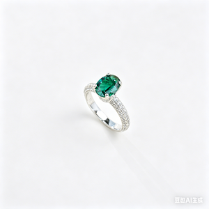 S925 <b>Silver</b> Created <b>Emerald</b> <b>Ring</b> 3.33g Oval Cut Lab-Grown Green Gemstone Halo Engagement Band Elegant Fine Jewelry Gift V - Product Image 1