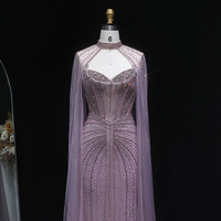 Luxuriöses Kristall-Abendkleid in Salbeigrün mit Cape-Ärmeln, Lang, Pink, für Damen, Hochzeitsfeierkleider Lsz156