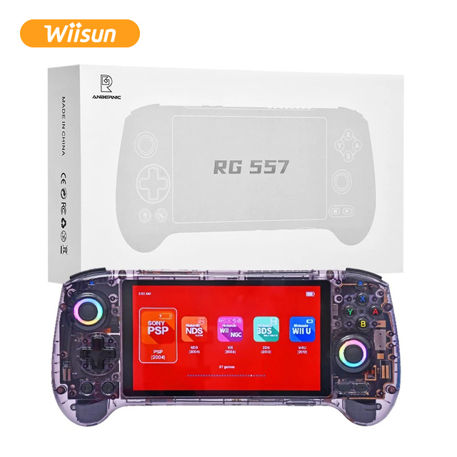 ANBERNIC RG557 Handheld Game Console Android 14 5.48inch Screen 5500mAh RGB Lighting Wi-Fi Retro Video Gaming Player for PS2