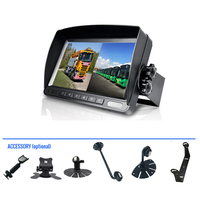 Grand angle 9-36v 1080p voiture dvr 4 caméra dash cam dvr 7 pouces quad moniteur bus 360 système de caméra de camion