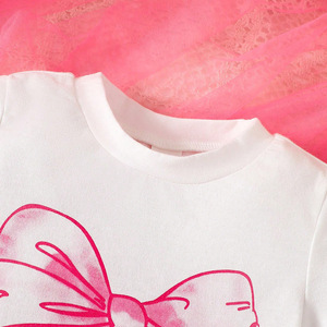 Conjunto de Ropa de Verano para Niñas, Camiseta Informal de Manga Corta con Estampado de Lazo y Pantalones Cortos de Mezclilla, 2 Piezas, <span class=keywords><strong>Boutique</strong></span> Infantil, Tallas 3T 4T Mixtas - Product Image 2