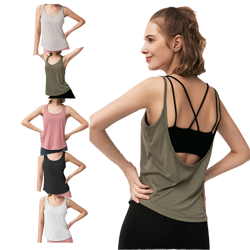 Custom Hollow Back Women's Tank Tops Sexy Breathable Soft High Quality Sport Gym Yoga Pilates Loose Workout Outdoor Tank Tops