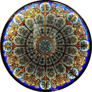 Vidrio Artístico Redondo con Doble Acristalamiento Personalizado, Vidrio Tiffany Chino para Iluminación de Puertas, Paredes y Techos - Product Image 2