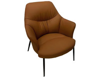 Fauteuil d'appoint moderne en similicuir avec pieds en métal noir, fauteuil de loisirs rembourré pour salon, mobilier de maison