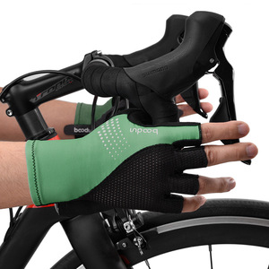 Guantes de ciclismo Boton Sports de medio dedo, transpirables, que absorben los golpes, para bicicleta de carretera, unisex, para adultos, negro y verde - Product Image 1
