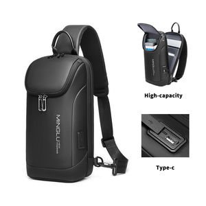 Tas Selempang Pria Desain Baru Berkualitas Tinggi Custom Logo, Tas Dada Grosir, Crossbody, USB, <span class=keywords><strong>Anti</strong></span> Maling - Product Image 1