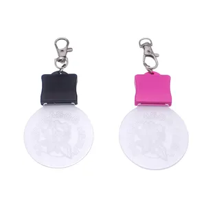 Custom Rechargeable Led Keychain Mini Light Up Color Changing Acrylic Key Ring With Usb Cable