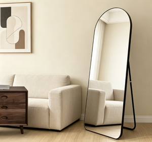 Miroir sur pied elliptique sans cadre en verre, style moderne et minimaliste, pour usage domestique, idéal pour un anniversaire - Product Image 3
