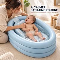 Baignoire gonflable pour bébé avec support intérieur profilé, conception ovale en PVC avec chambre à air pour un rangement peu encombrant, emballage personnalisé
