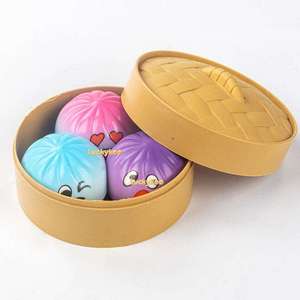 4pcs Silicone Dumplings Funny Squishy Glitter Dumpling Toys Steamed Bun Blind Box Realistic Slow Rising Stress Relief <b>Fidget</b> - Product Image 3