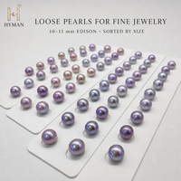 Perles d'eau douce naturelles rondes de qualité A-5A de 10-11 mm, mélange de violet