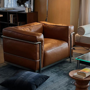 Chambre à coucher d'hôtel de luxe salon fauteuil de loisirs cuir synthétique chaise d'appoint moderne noir bureau à domicile salle à manger - Product Image 5