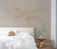Papier peint avec plan mécanique d'avion, fond bleu foncé, design mural pour chambre à coucher, bureau à domicile, salle de jeux, décoration murale intérieure