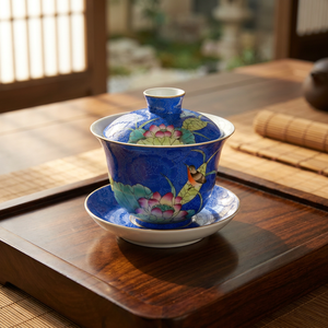 Gaiwan in Porcellana Premium Eco-Friendly, Stile Tradizionale <span class=keywords><strong>Sgraffito</strong></span> con Motivo Loto Estivo, Resistente al Calore - Product Image 1